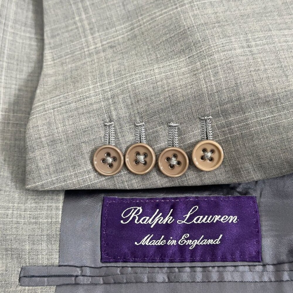 Ralph Lauren Purple Label Douglas 603 Grey Check Wool/Cashmere Blazer Men's 42L